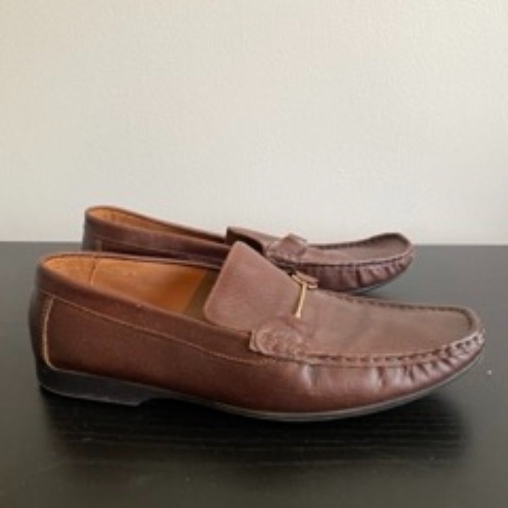 Brown Men's Loafers with Gold Buckle Size 12